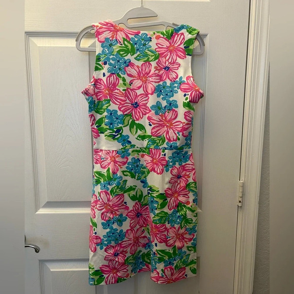Mahi Gold Callie Dress Happy Hibiscus Tropical Floral Stretch Beachy Spandex s - Picture 4 of 5